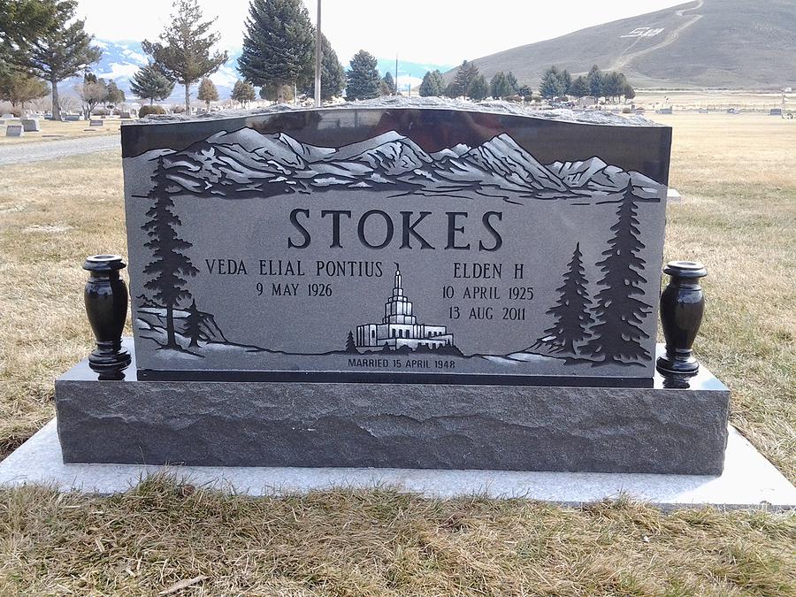 Polished black granite companion memorial
