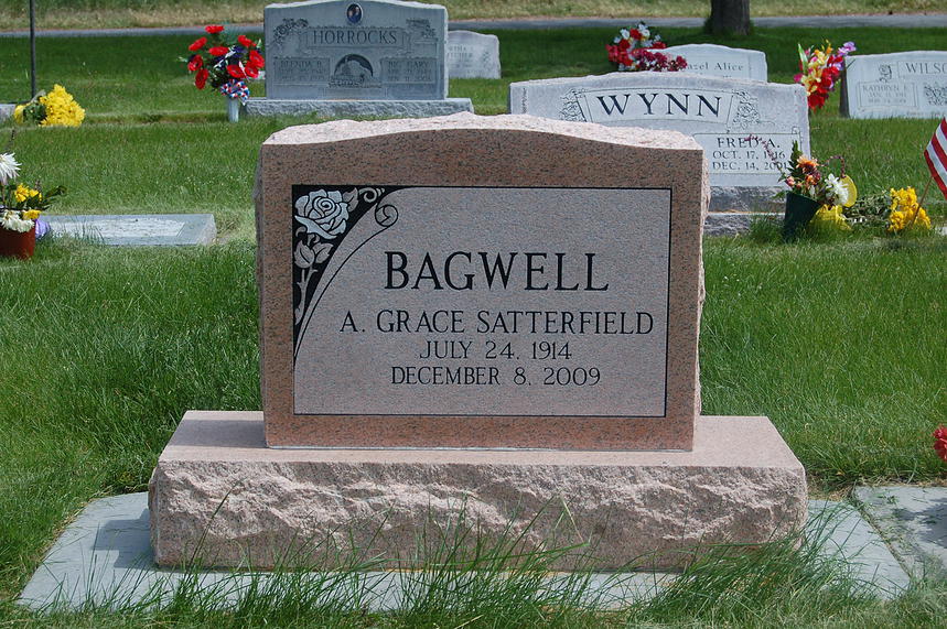 Salisbury pink upright granite memorial